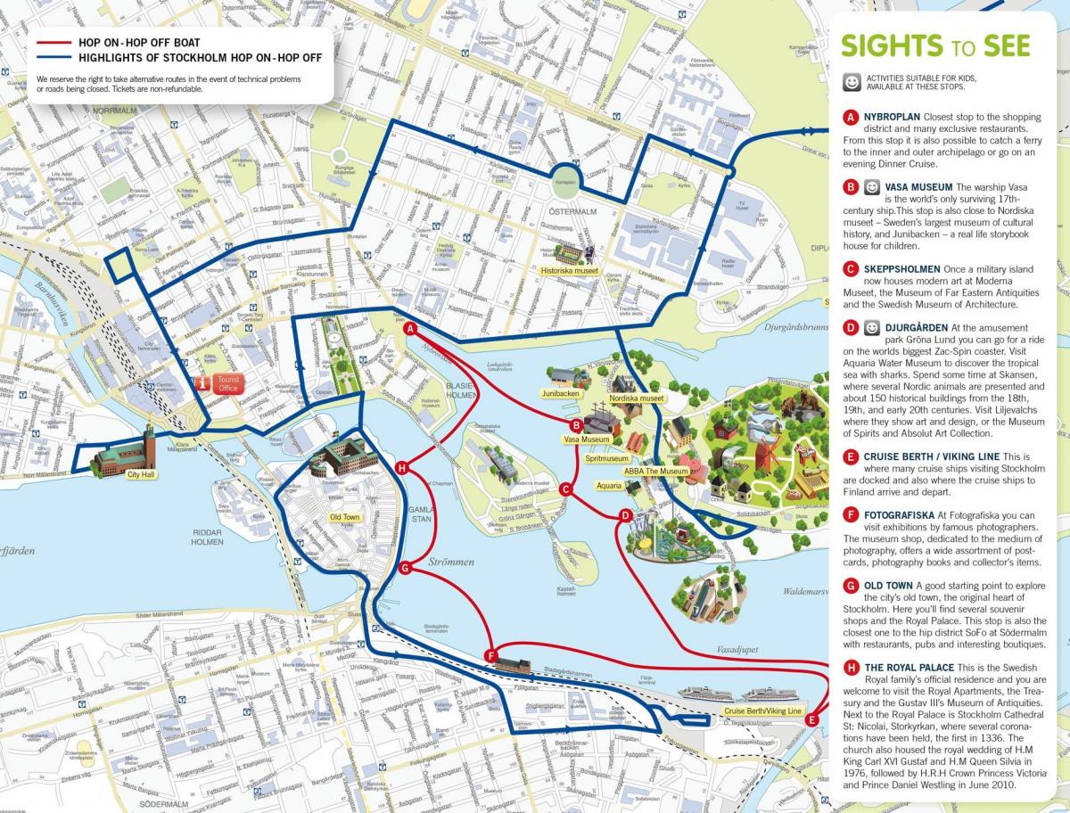 Stockholm-hop-on-hop-off-Boot-Karte