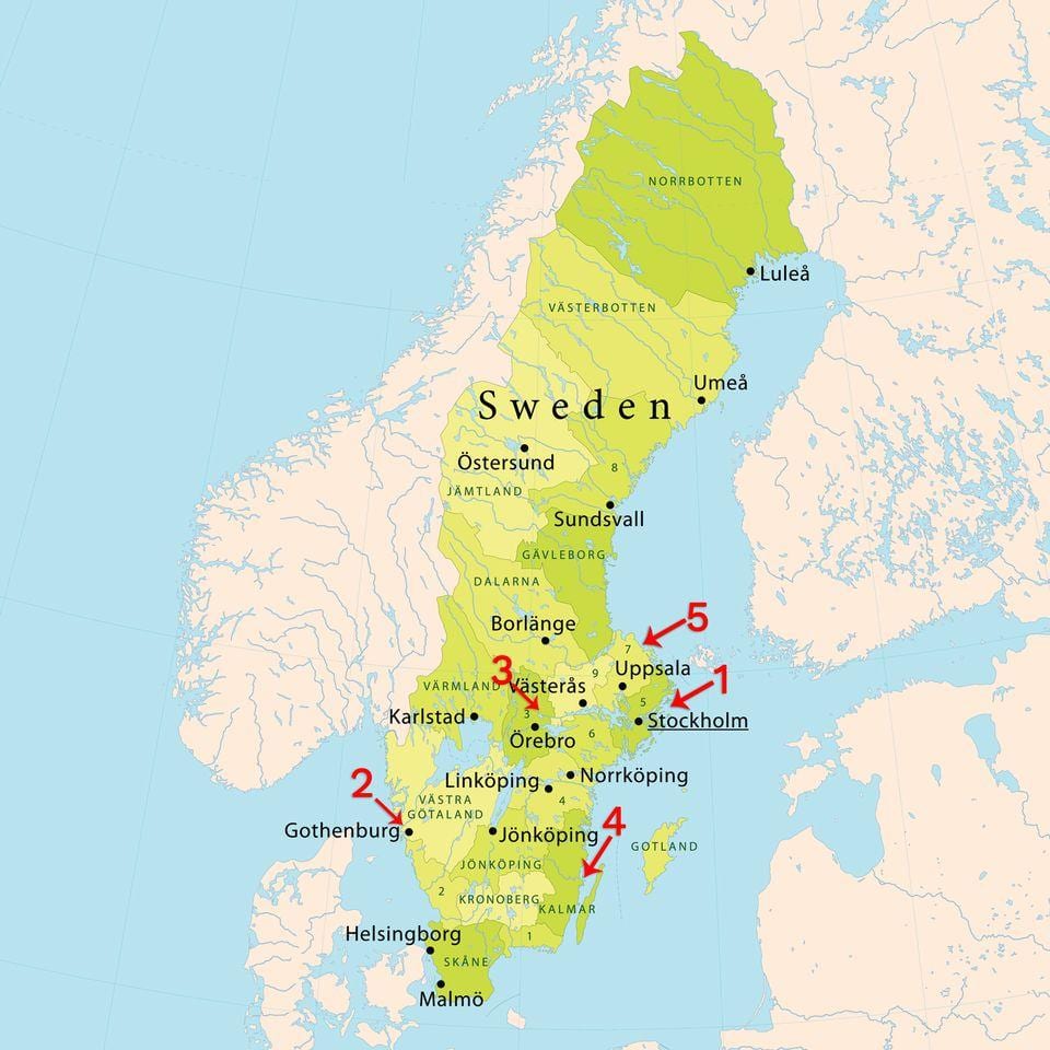 Karte von Stockholm Strände