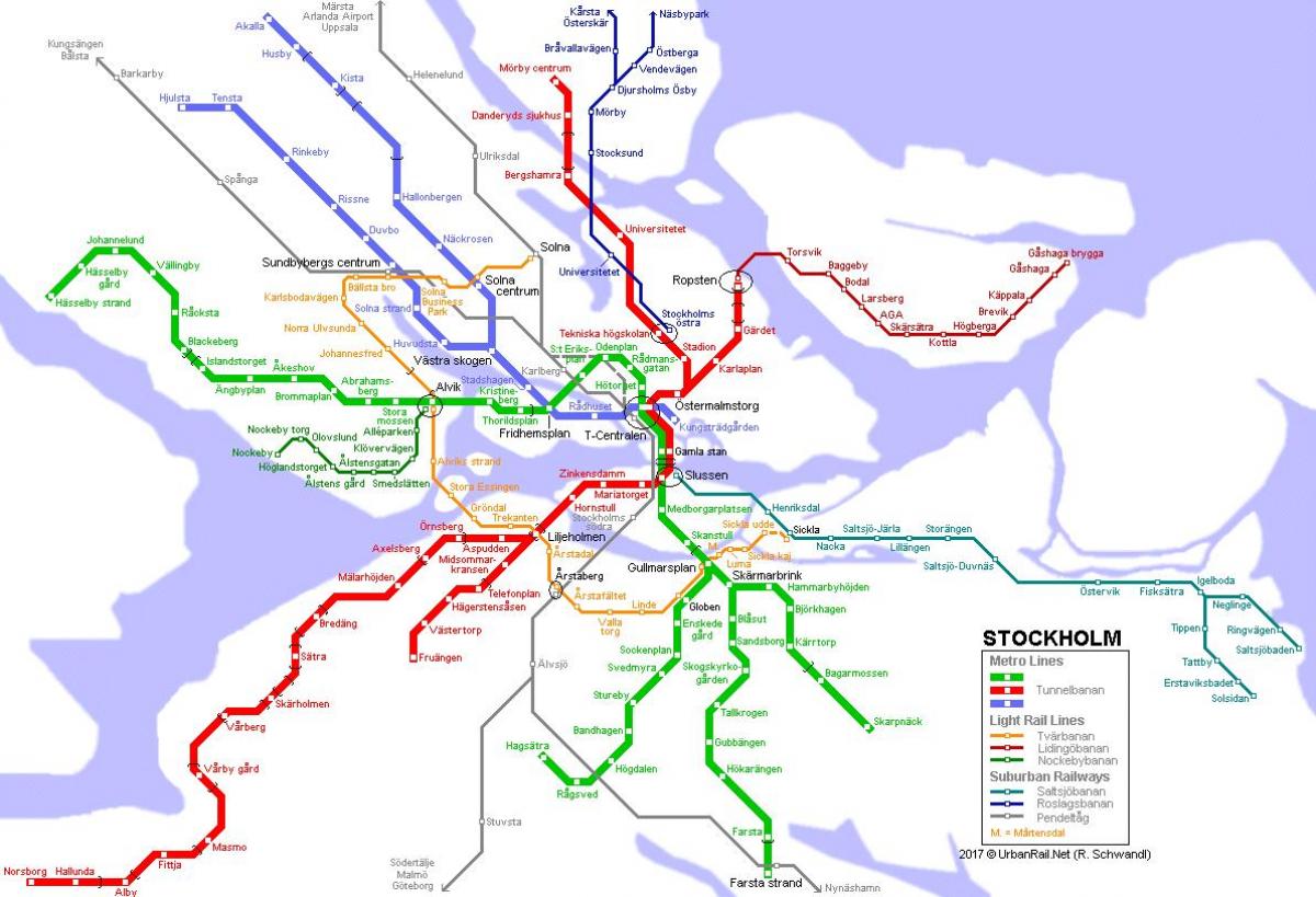 Karte der U-Bahn Stockholm