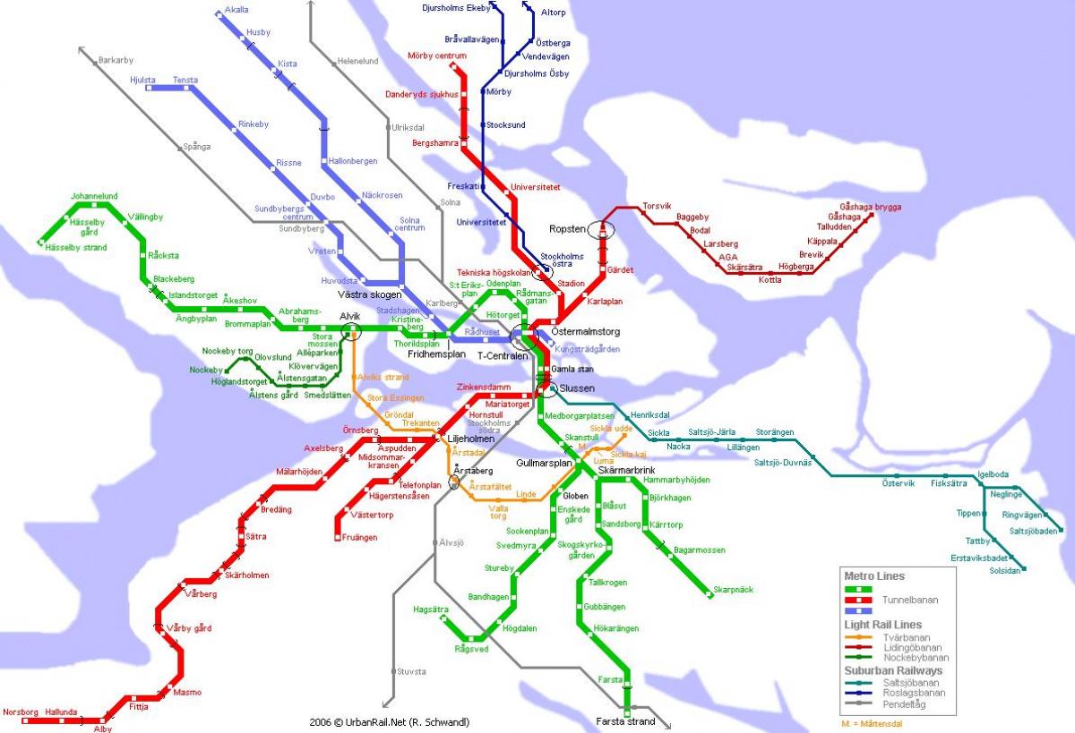 Stadtplan von Stockholm mit U-Bahn-station