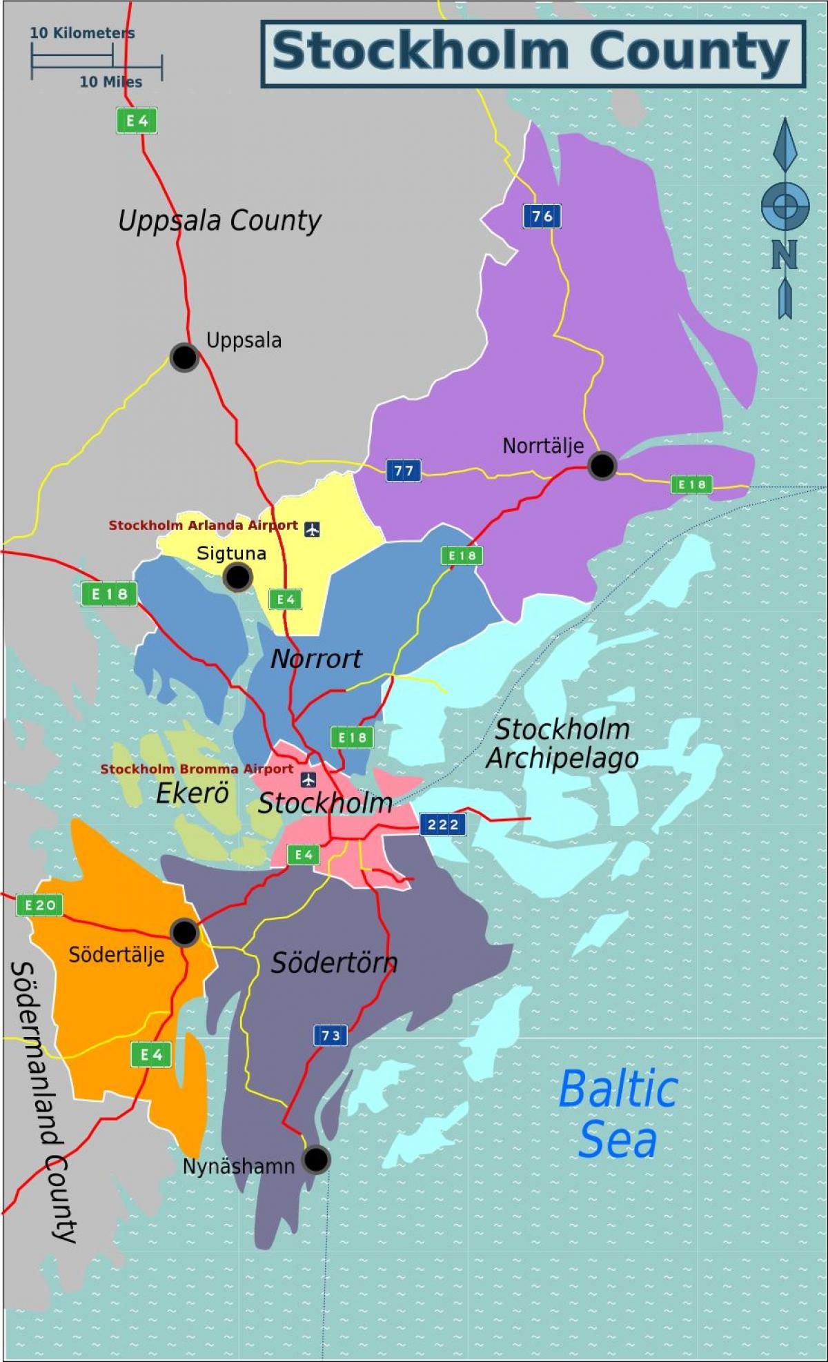 Karte der Stockholmer Vororten