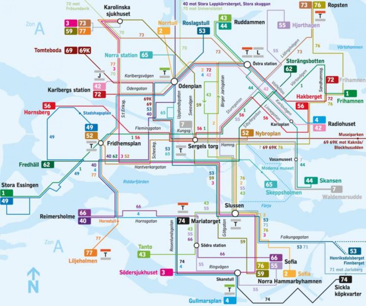 Von Stockholm bus Linien Karte