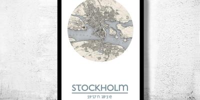 Karte von Stockholm map poster